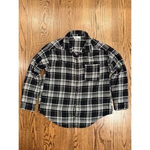 Women's Hollister Boyfriend Fit White & Black Plaid Button Up Shirt! Sz - S!